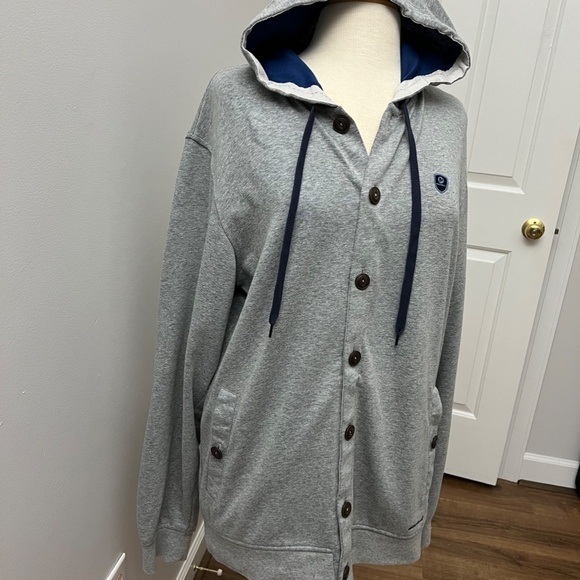 Merrell Gray Button Hoodie with Patch Elbows Sz L - Picture 5 of 15